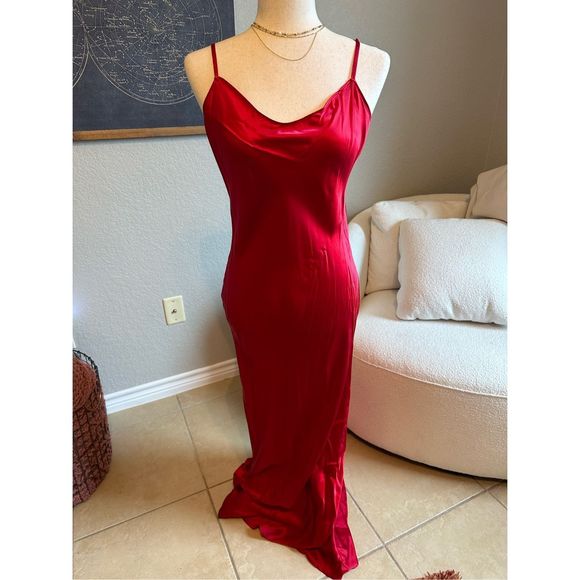 Reformation Dresses & Skirts - Reformation 100% Silk Red Cowl Neck Maxi Dress Size M